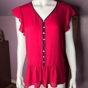 Tommy Hilfiger Ruffle Sleeve Peplum Blouse